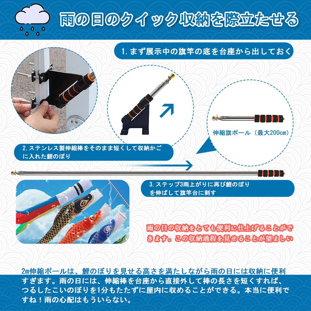 Amazon | OKBABY 鯉のぼり こいのぼりミニ 鯉4匹 2m伸縮スタンド付
